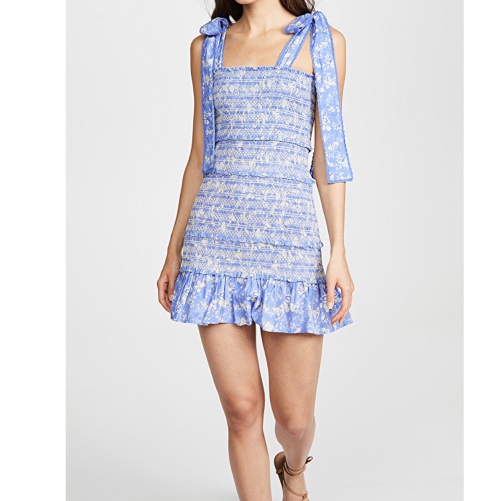 LoveShackFancy Belle Dress, Blue Jay